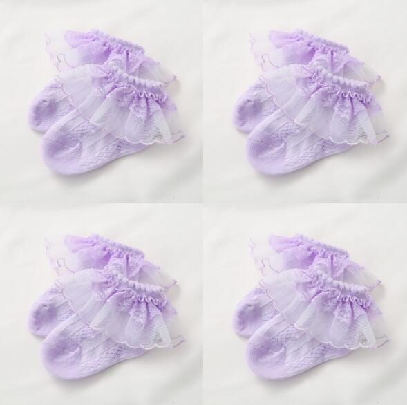Calcetines de punto con pompones para niñas, medias de princesa, para verano, 24 pares: Lavanda