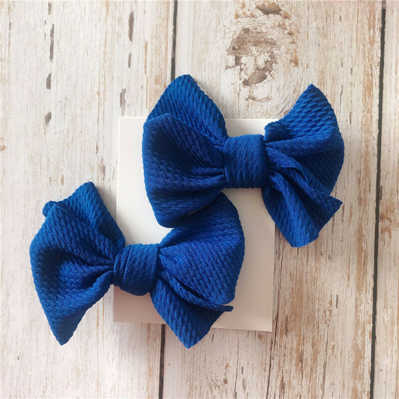 Ropa de verano para bebé, 2 unids/set/conjunto, Clips de lazo de pelo liso, cinta para la cabeza, pasadores con lazo, accesorios,: Azul