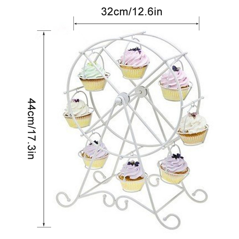 Rotating Ferris Wheel Dessert Server 8 Cupcakes Serving Tray Carnival Circus Themed Stainless Steel Cake Holder Stand