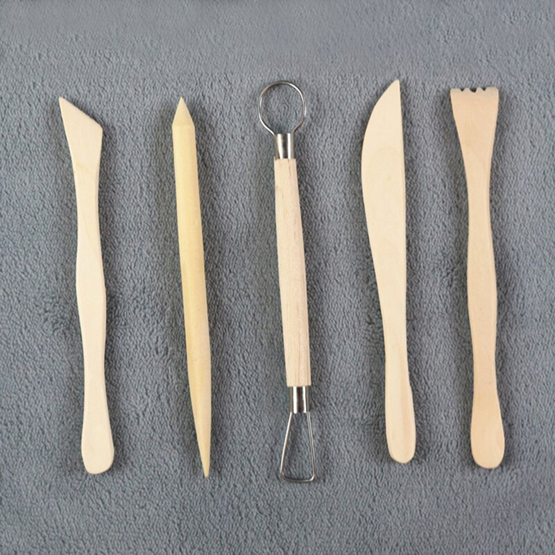 5Pcs Ceramic Clay Tools Set Polymer Clay Tools Pottery Tools Set Wooden Pottery Sculpting Clay Cleaning Tool Set Tool Sculpture