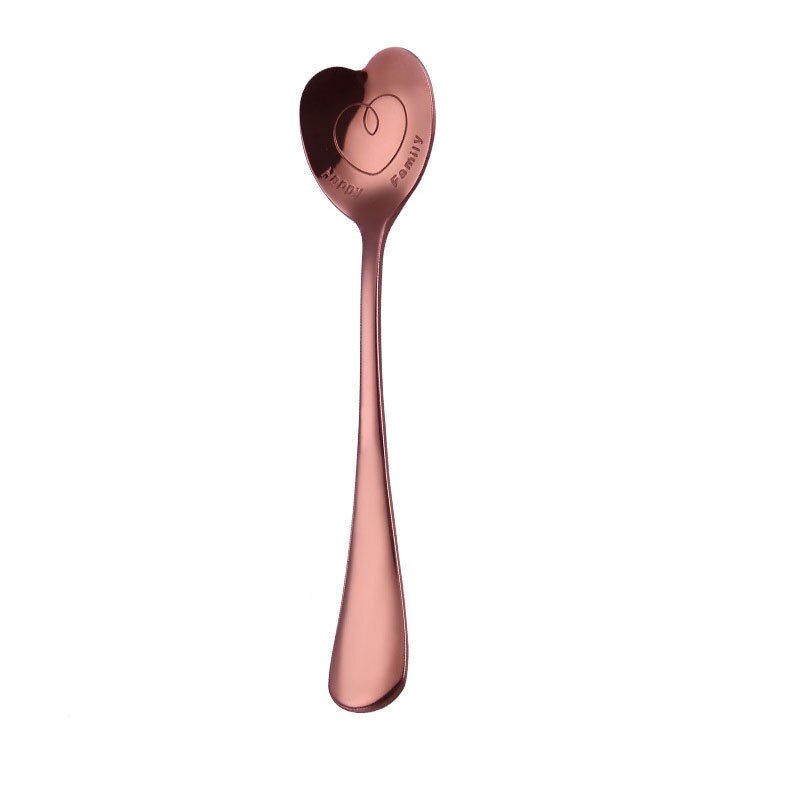 En forme de coeur amour Couple cuillère créative en acier inoxydable café thé Dessert Stiring cuillère arc-en-ciel noir 1 pièces: 10
