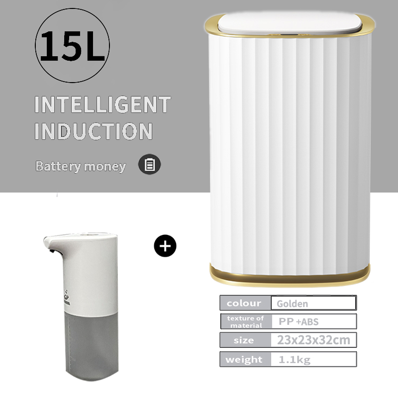 12L/15L Smart Sensor Trash Can Household Automatic Electronic Trash Can Kitchen Waste Bin Trash Can for Bedroom Kitchen Bathroom