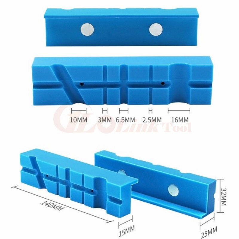 Pair Of Magnetic Soft Pad Jaws Rubber For Metal Vise 5.5Inch Long Pad Bench Vice vise jaw pads Vise protection strip #20 Gauge