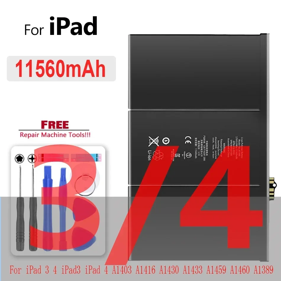 Tablet-Akku für iPad 5 Air 1 A1474 A1475 A1893 für iPad 6 Air 2 A1566 A1567 Mini 1 2 3 4 5 Pro 9,7 10,5 12,9 2. 3. Batterie: Black