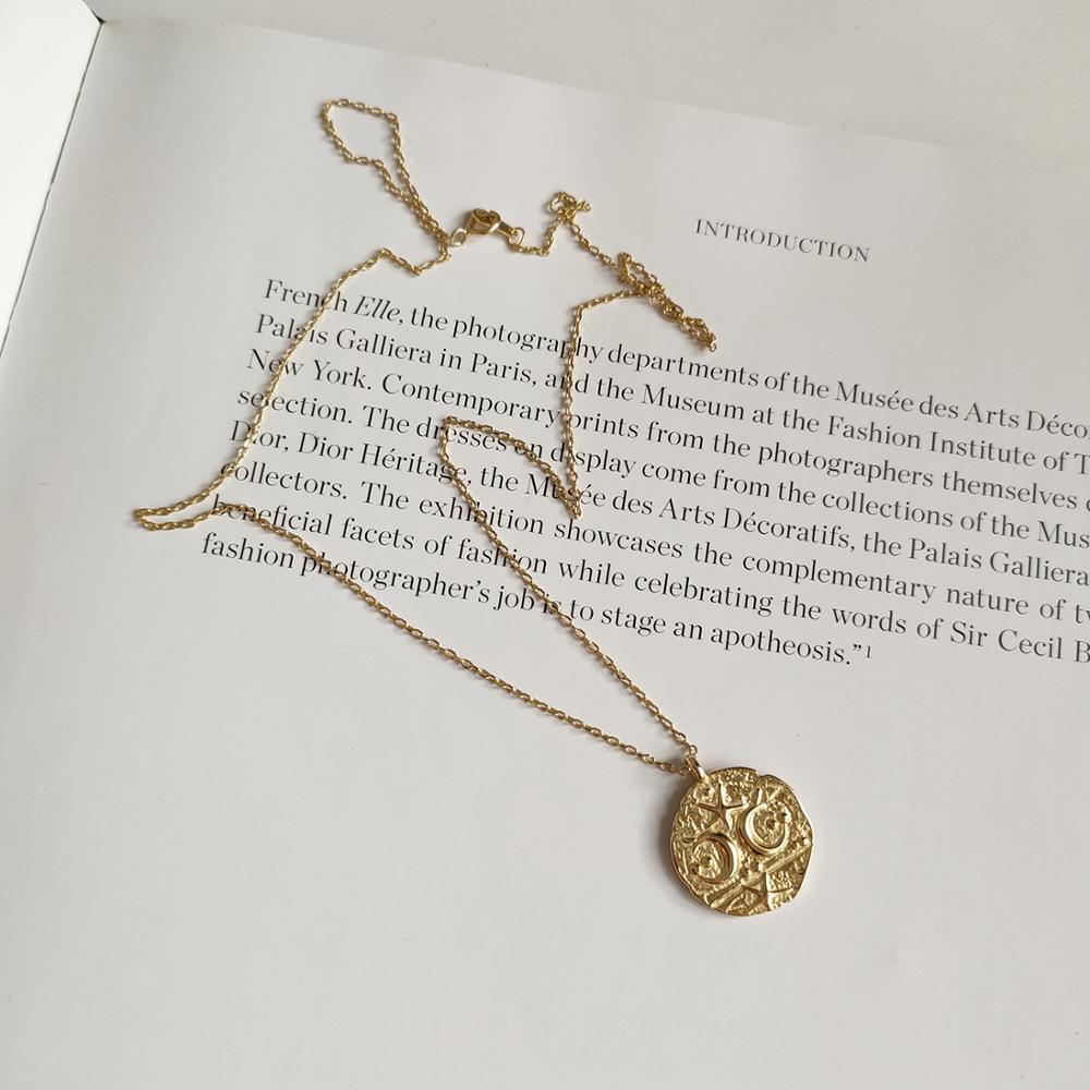 WTLTC 925 Sterling Sliver Moon Star Pendant Necklaces for Women Delicate Coin Disc Chokers Bohemian Initials Necklace Jewelry
