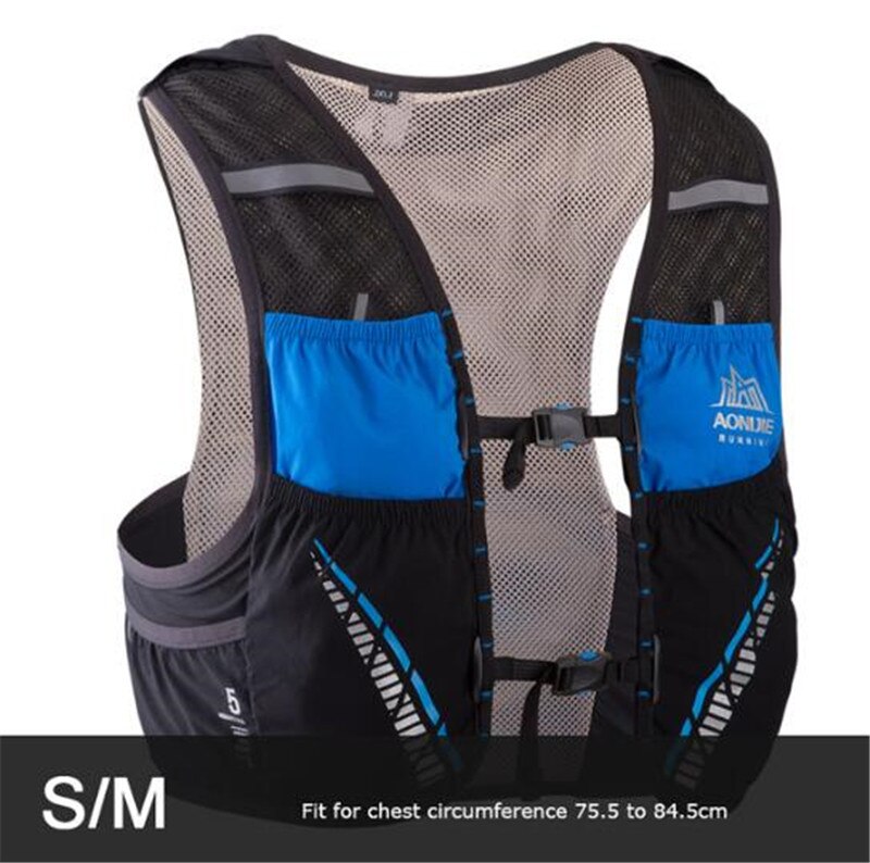 Aonijie 5L Hydratatie Backpack Rugzak Tas Vest Marathon Fietsen Klimmen Water Rugzak Harnas Waterzak Loopwedstrijd: SM Black