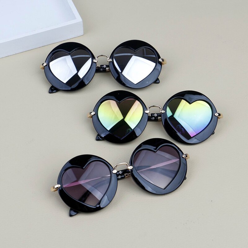 Kids Boy Girl Sunglasses Goggles Children Heart Shape Eyeglasses Kid UV Protection Reflective Mirror Colorful Sunglasses