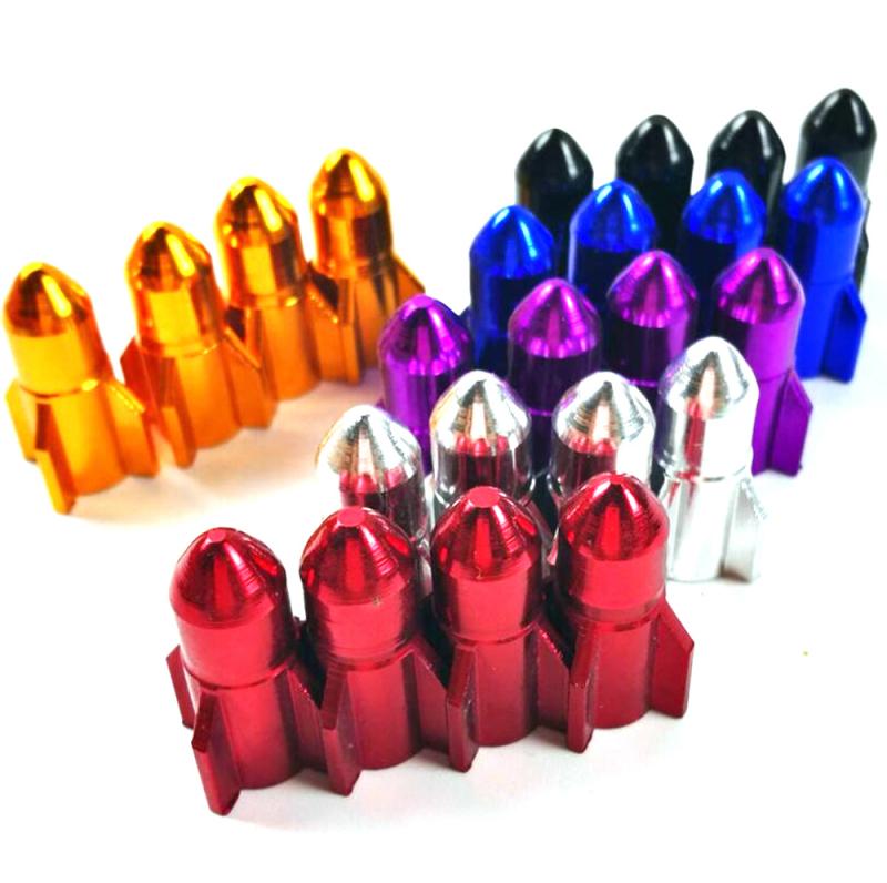 Fiets Cap Valve Aluminium Legering Raket Vorm Road Motor Fiets Auto Band Velgen Stem Air Valve Stofkap Fiets accessoires: 1PC Random Color