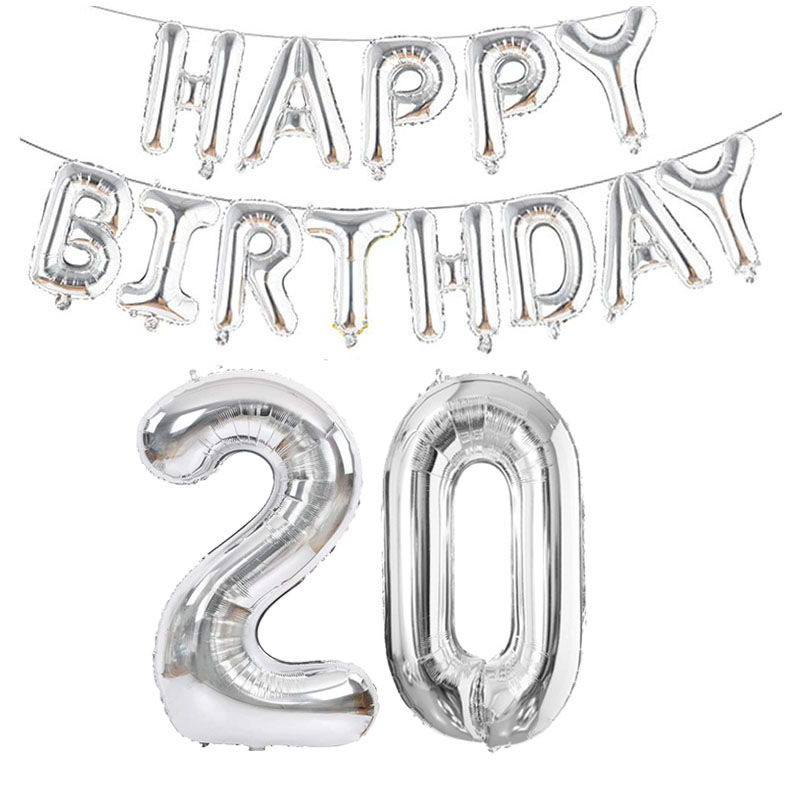Globos plateados de aluminio con números de 32 pulgadas, 10 11 12 13 16 18 25 30 35 40 50 60 años, decoraciones para de feliz cumpleaños, adultos, niños, niños y niñas