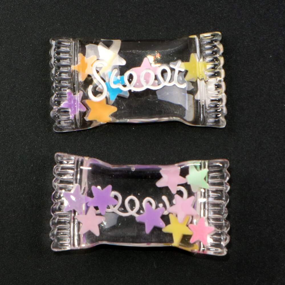 20 stk flerfarvet gennemsigtig krystal slik flatback cabochons 3d harpiks, telefon sag hår klip indretning, diy forsyninger ， 20 yc 10945