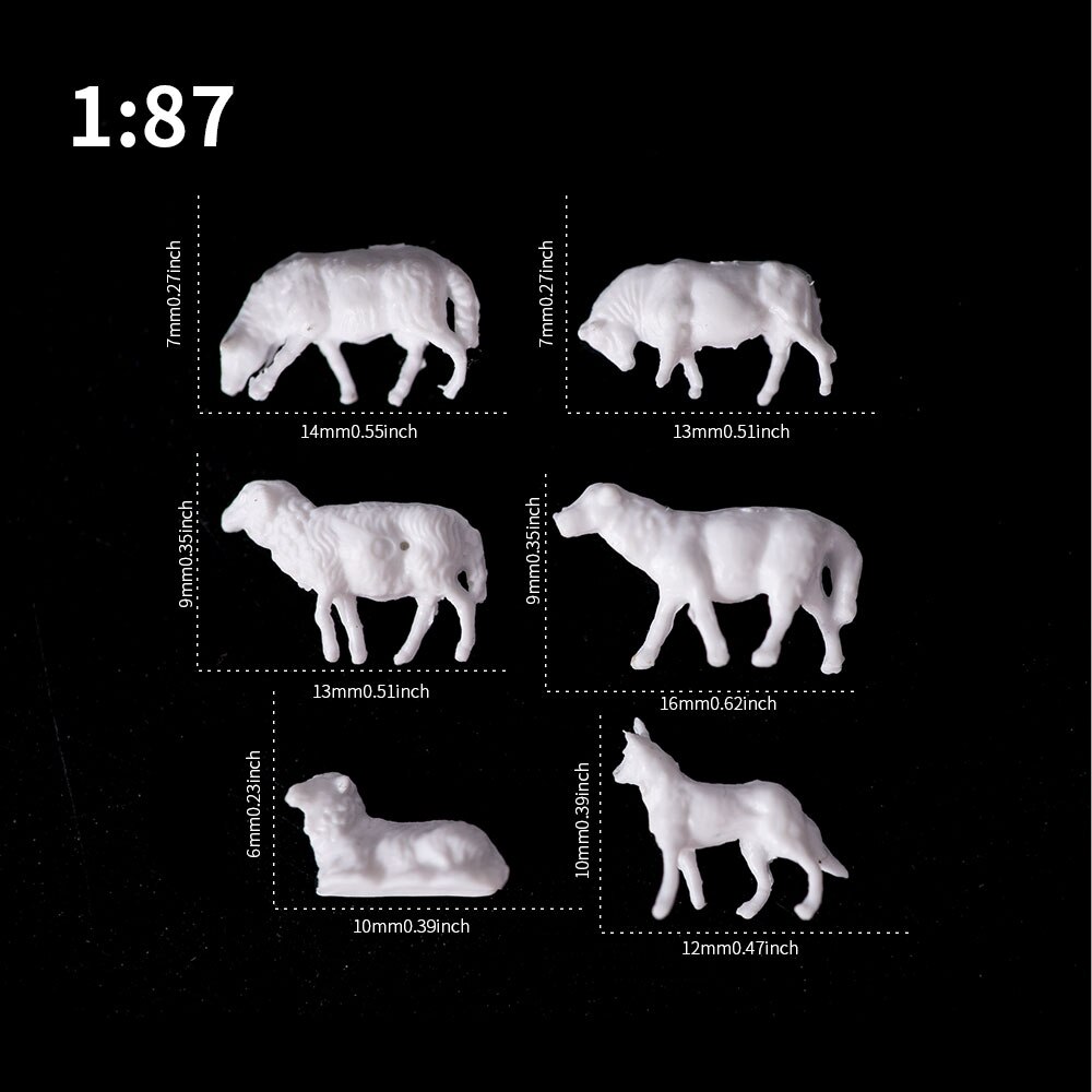 HO 1:87 Diorama Model Cows Horse Sheep Plastic Animal Toys DIY Model Making Sand Table Building Layout Farm Scene 10pcs/lot: Blue