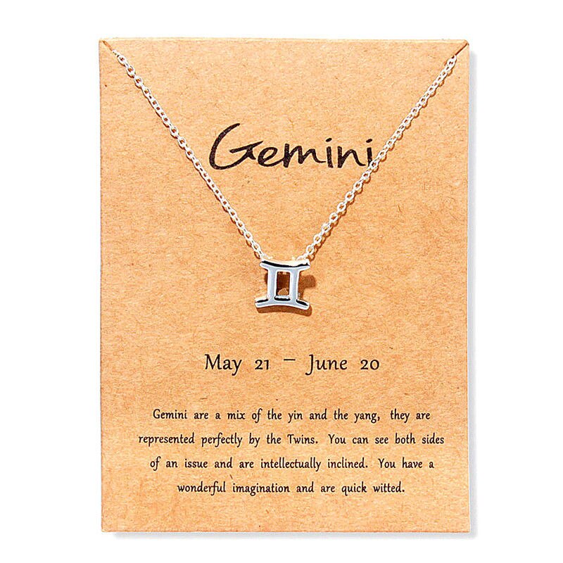 Vrouwen 12 Horoscoop Sterrenbeeld Goud Kleur Hanger Ketting Taurus Ram Leeuw 12 Sterrenbeelden Sieraden Kinderen Kerstcadeaus: Gemini