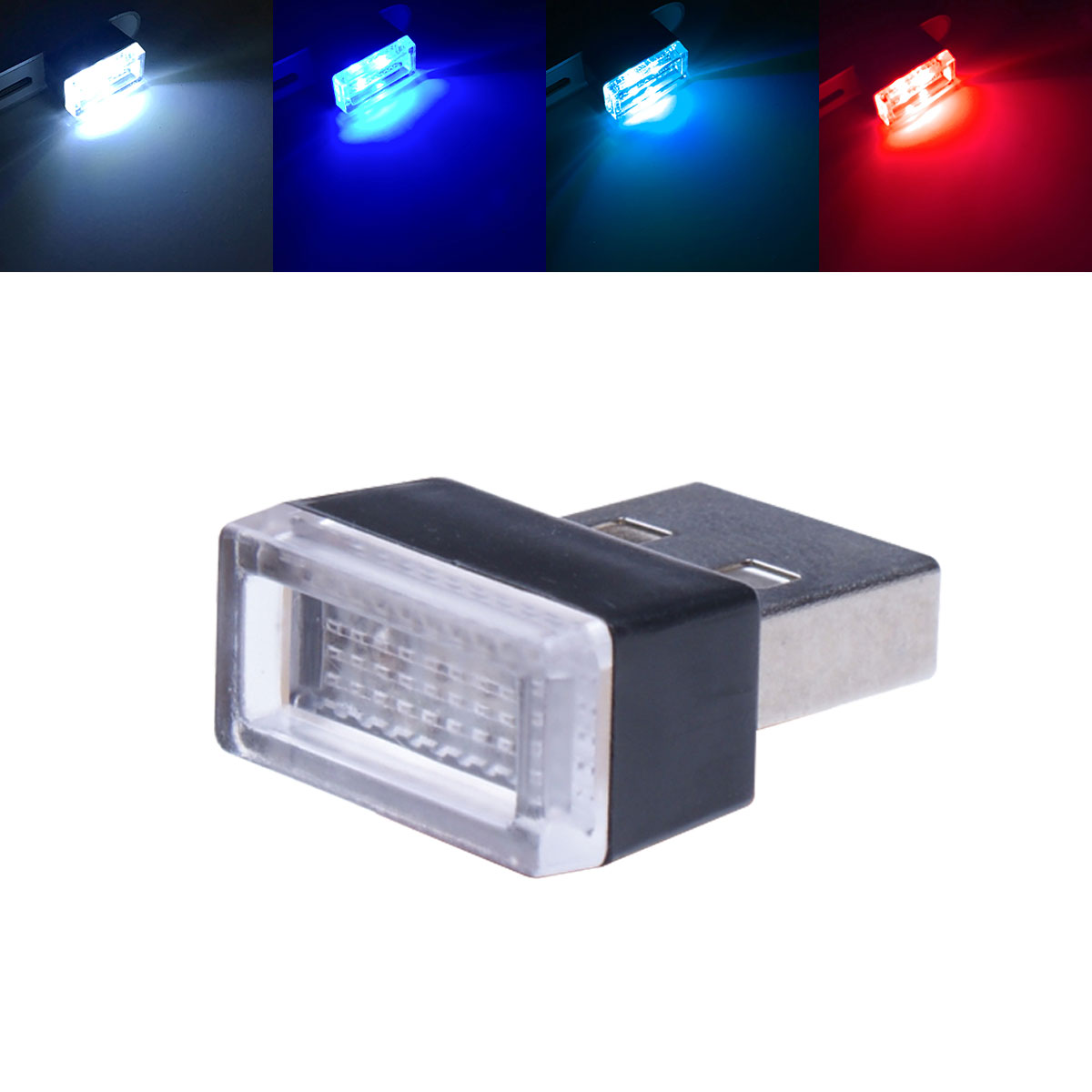 Luz LED de ambiente USB para coche, Mini lámpara LED romántica, estilo Interior de coche, luz ambiental decorativa, Universal, blanco, rojo y azul