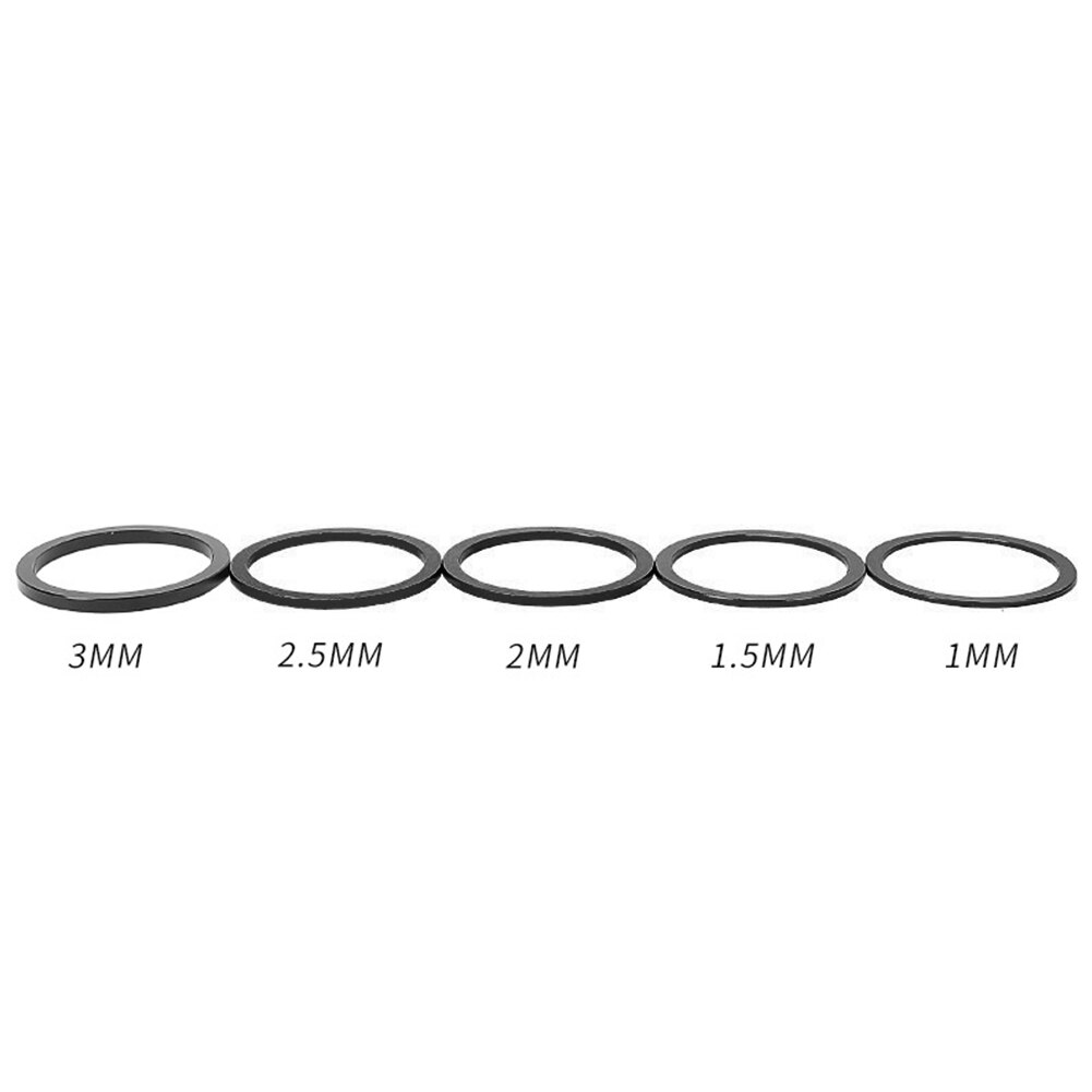 Pièces d&#39;espacement de moyeu de roue libre de bicyclette, 5 pièces, entretoise de pédalier de bicyclette en alliage d&#39;aluminium 1/1.5/2/2.5/3mm, pièces d&#39;espacement de bicyclette: 5 pcs Black