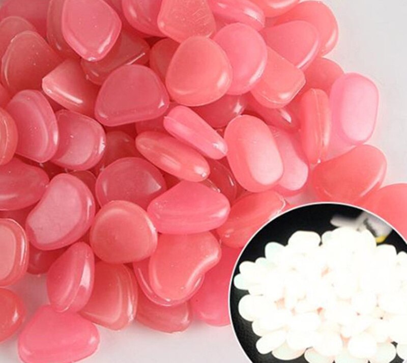 100pcs Luminous Stone Fluorescent Gravel Pebbles Aquarium Fish Tank Garden Decoration in the Dark Glowing Stones: 100pcs Pink