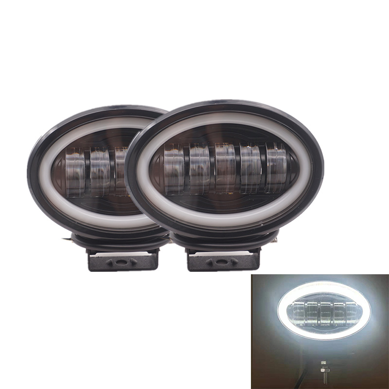 1pair 12-60V LED Working Light 50W Oval with Photography Light auxiliary driving light Moto 6000K working lights fog lamp: 2PCS White aperture