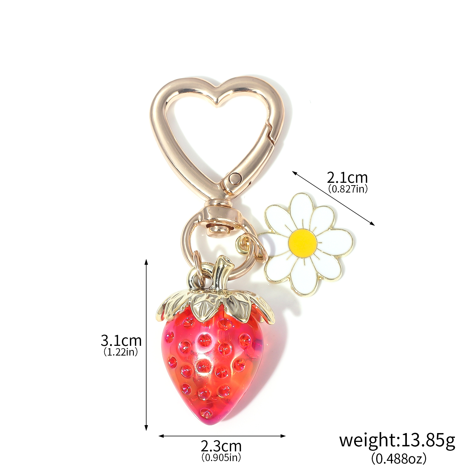 Cute Strawberry Bag Pendant Keychain Kawaii Heart Flower Daisy Key Chain for Women Girs Bag Purse Pendant Accessories