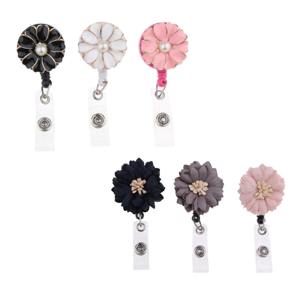 Versenkbare ID Karte Rolle mit Floral Abzeichen Halter Und Swivel