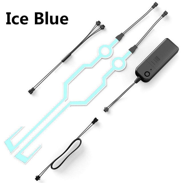 Motorhelm Night Riding Light Signaal Waterdicht Duurzaam Helm Moto Kit Knipperende Strip Led Licht Lichtgevende Helm Sticker: Ice Blue