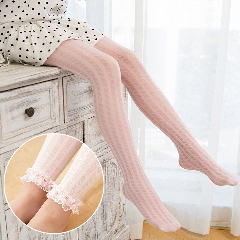 Girl Tights mesh long socks Children's pantyhose summer Mesh cut out linen velvet pantyhose Super thin dance Stocking