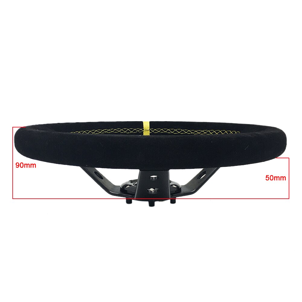 Om-sports-Volante de 14 pulgadas de cuero de ante para coche, volante con bocina, 6 agujeros, color negro y azul, 350mm