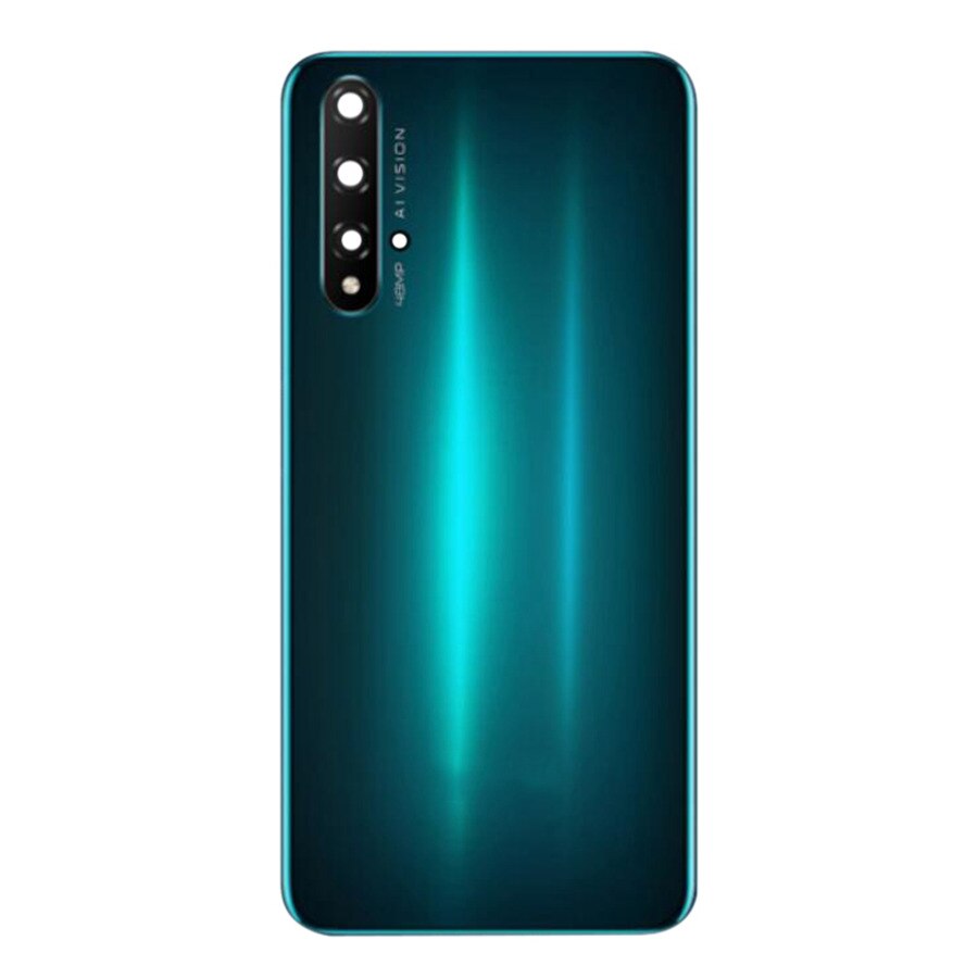 Zonder Logo Voor Huawei Honor 20 Batterij Cover Terug Glas Achterpaneel Behuizing Deur Case + Camera Lens Vervanging + sticker YAL-L21: Green With Lens
