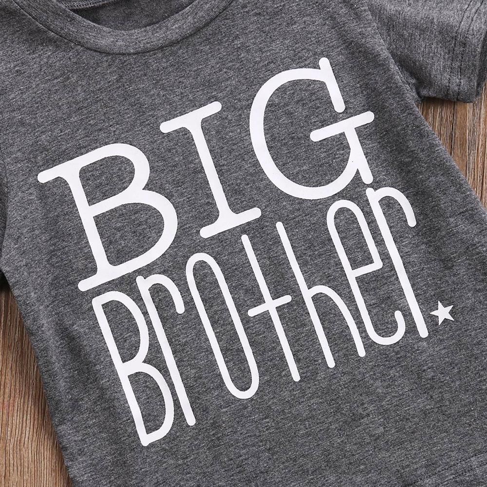 Children Gray Big Brother T Shirt Boys Summer Clothes Letter Printed Short Sleeve Cotton Tops Kids T shirts