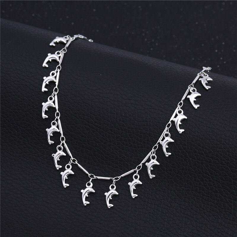 Neue Fuß Fußkettchen 925 Sterling Damen Silber Fußkettchen Armbinde Kette Für Frauen Delfine Anhänger Quaste Fuß Pulseras Schmuck CB176