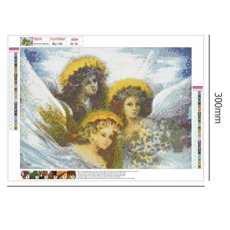 5D DIY Full Drill Diamond Painting Guardian Angel Butterfly Cross Stitch Needlework Kit Home Decor Oxidation Resistance 40*30cm