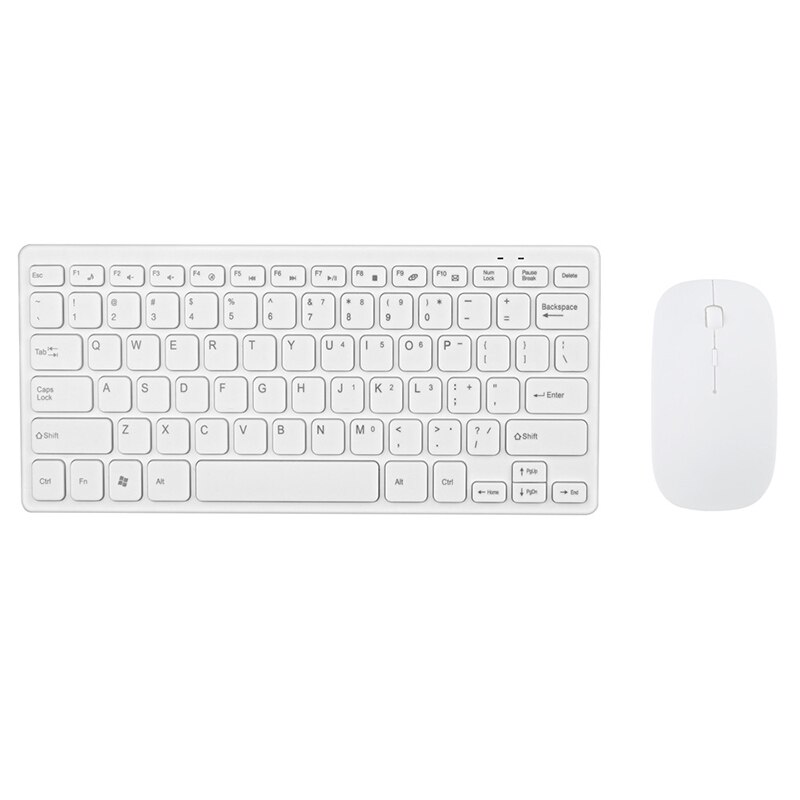 Mini Draadloze Toetsenbord Muis Set Toetsenbord Met Multimedia Functie Toetsen 1000 Dpi Muis Voor Computer Telefoon: WHITE