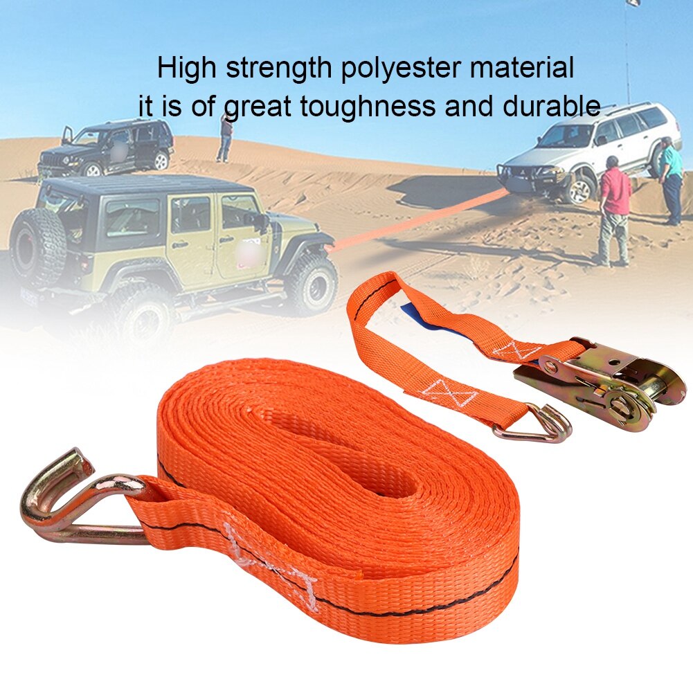 5m/16ft surrningsremmar kraftigt 1 ton för lastbilssläp nödspänningsbälten höghållfast polyester orange