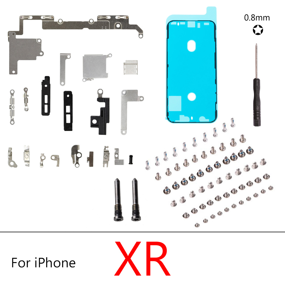 1set Full screw+Inner Accessories For iPhone X XS XR XS MAX 7G 8G 8 Plus PlusInside Small Metal Parts Holder Bracket Shield Plat: black