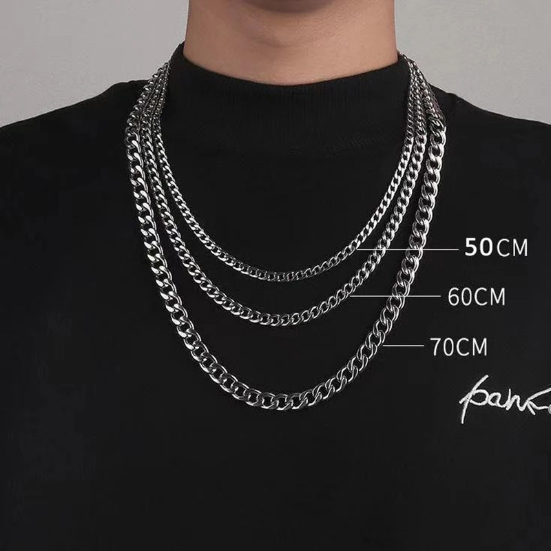 Collar de cadenas de acero inoxidable para hombre, Gargantilla básica de rapero en el cuello, joyería de , Hip Hop, ancho, 3/5/7/9MM, Eslabón cubano