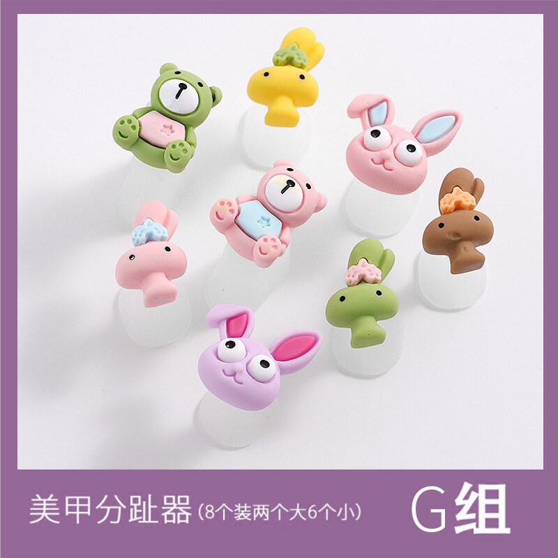 8 pçs arte do prego silicone toe separador flor coração pérola diamante silicone pé dedos separadores sílica gel dedo do pé espalhador: G