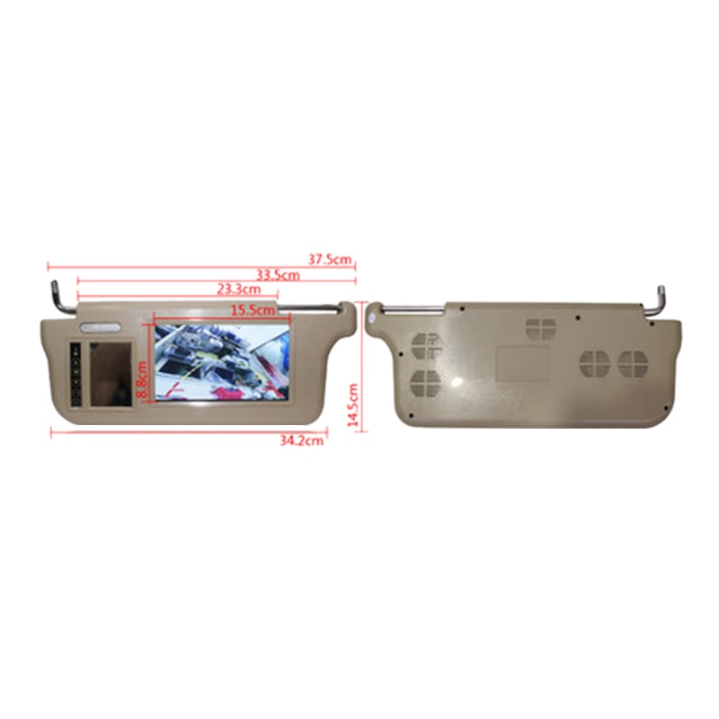 7 pulgadas de la visera del coche espejo pantalla LCD Monitor cc 12V Beige Interior espejo de la pantalla lado izquierdo para la cámara del jugador AV1 AV2