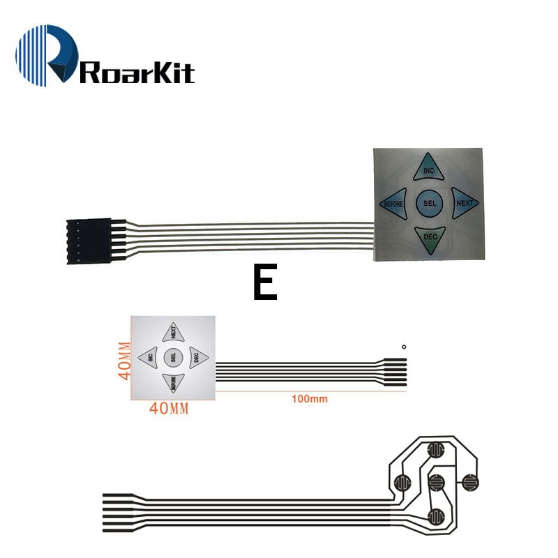 1*2 3 4 5 tastknapper membranbryter 3*4 4 x 5 matrix array tastatur 1 x 6 tastatur med led kontrollpanel pad gjør-det-selv-sett for arduino: E