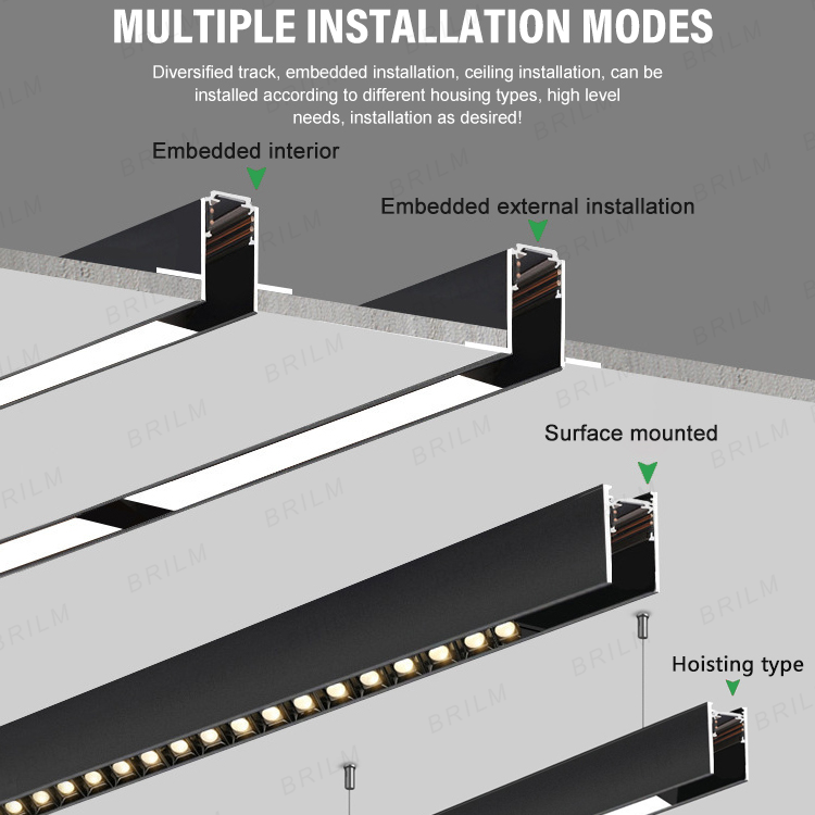 Zigbee3.0 luz de pista magnética inteligente tuya alexa dc48v led ponto grade de inundação lâmpadas pingente moderna casa sala estar preto