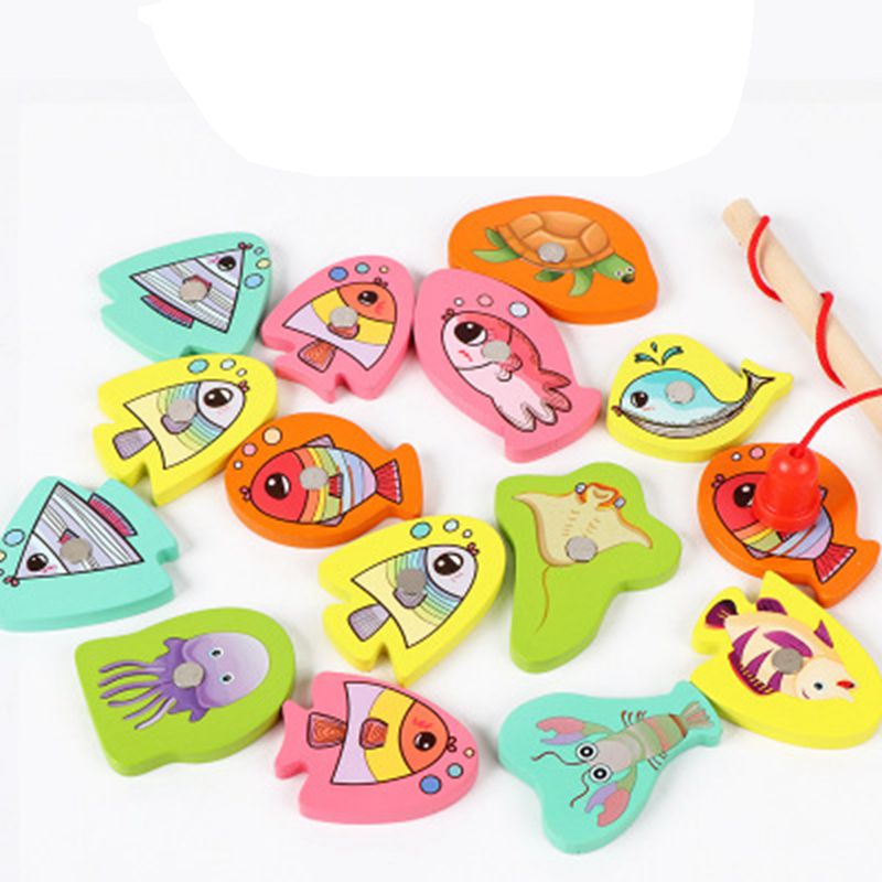 Fishing Toy Wooden Toys Magnetic Games Wooden Magnetic Fishing Toy Toys Outdoor Funny Cognition Magnetic Toys Boys Girl