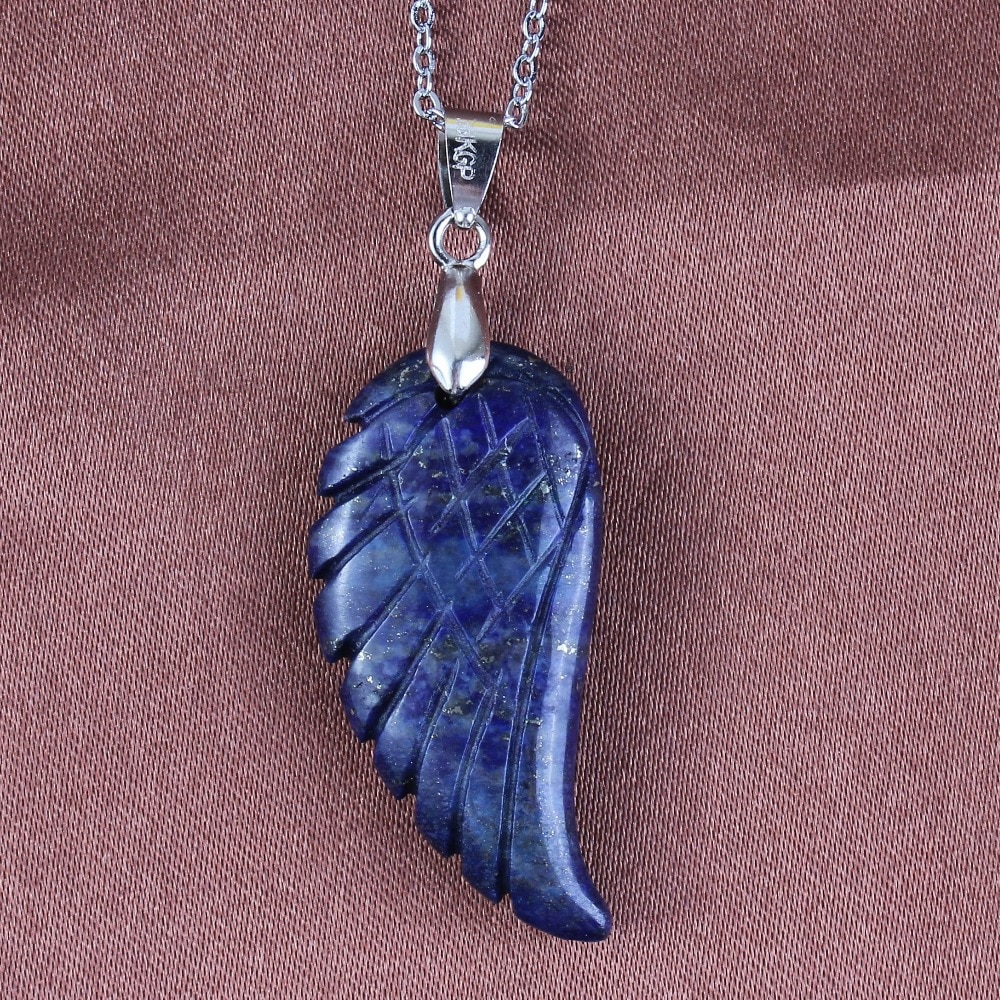 Kraft-kralen Elegante Stijl Verzilverd Vintage Lapis Lazuli Steen Vrijheid Vleugel van Angel Hanger Mode-sieraden