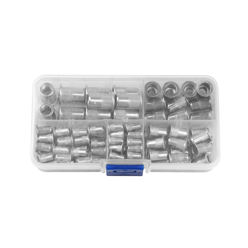 100PCS Rivet Aluminum Rivet Nuts Nut Tool Kit Mixed Zinc Steel Insert Nutsert Threaded nut and bolt furniture