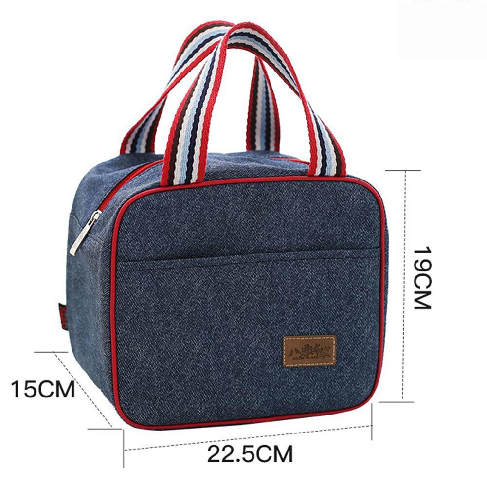 Portable Tote Heat Insulated Lunch Storage Cooler Food Box Denim Thermal Bag Portable Heat-insulated Cooler Lunch Box Tote: 3
