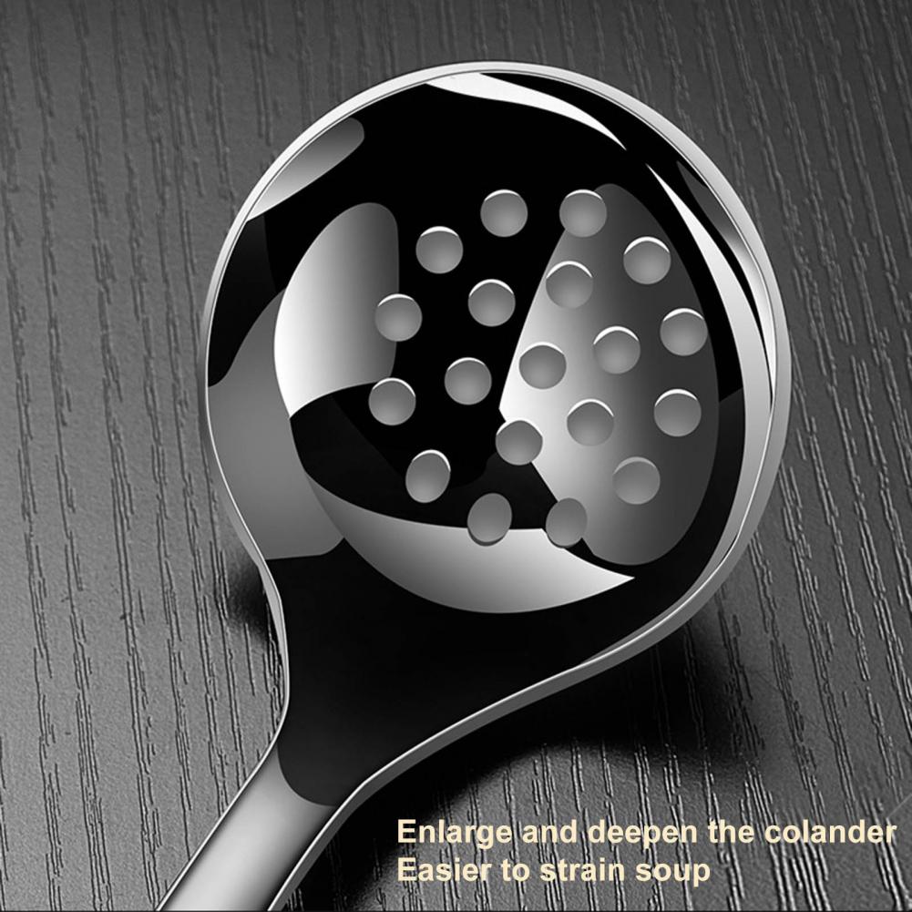 Long Handle Soup Ladle Stainless Steel Soup Spoon Strainer Scoop Food Grade Colander Spoon Pot Serving Spoon Tablespoons