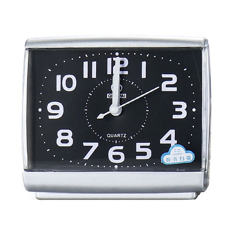 Reloj despertador minimalista, fácil de leer, para mesita de noche, para viaje, hogar, de cuarzo, bonito portátil: Black