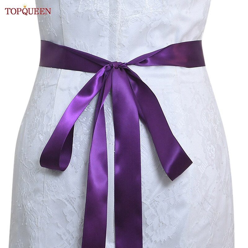 TOPQUEEN S419-G Jahrgang Blumen- Hochzeit Gürtel Smaragd Mutterschaft Schärpe Strass Blume Hüftgürtel Für Braut Kleid Kleid Applikationen: Violett Schleife