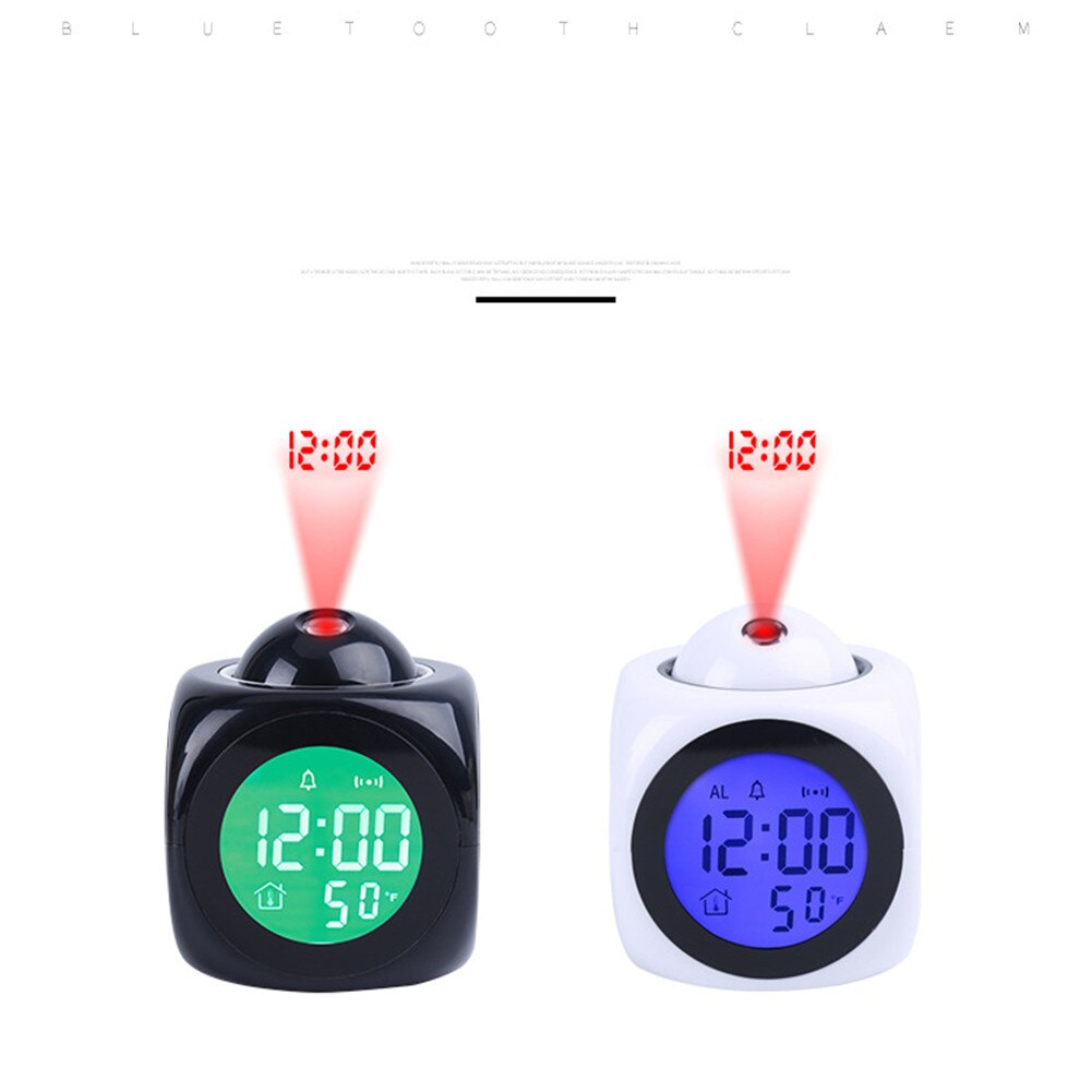 Digital vekkerklokke med lcd-projeksjon stemme ved nattbords alarm for skrivebordsplassering temperaturvisning vekkerklokke