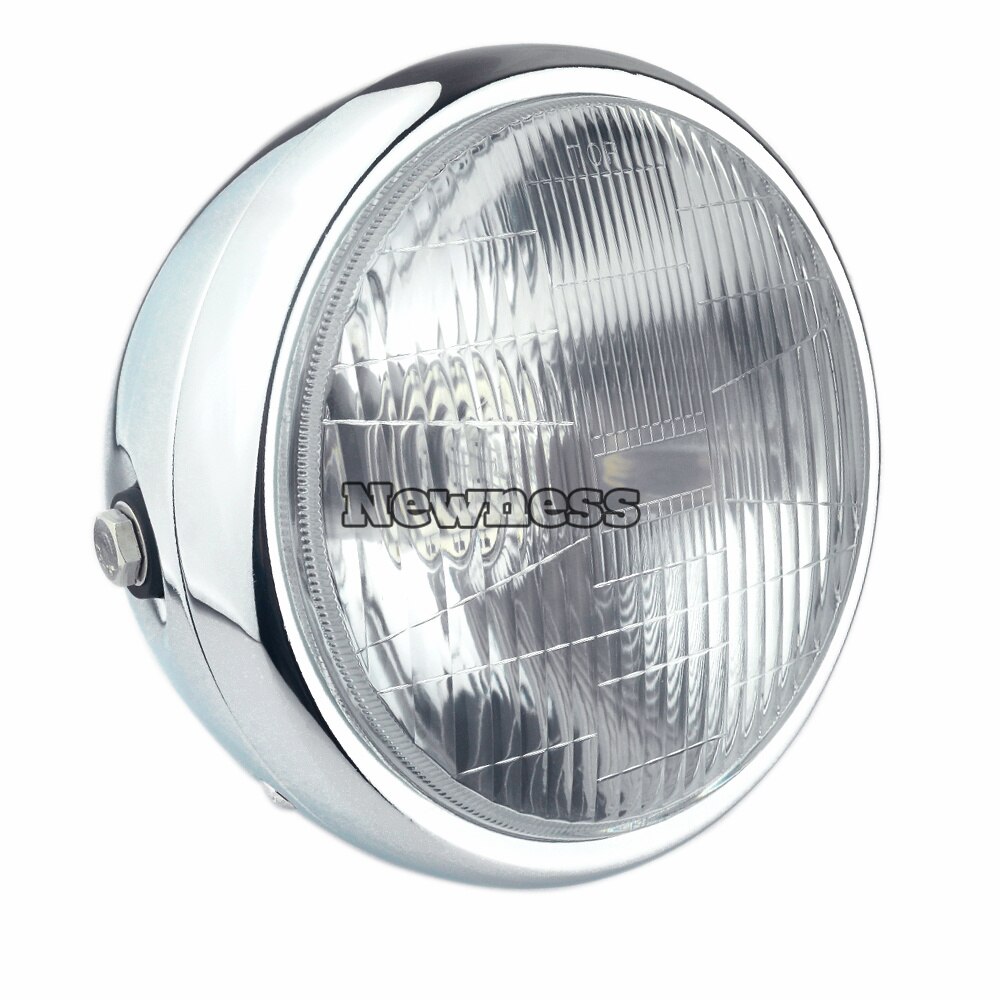 Universele 7Inch Motorfiets Refit Koplamp Motor Grote Koplamp Scooter Retro Ronde Front Light Motor Spotlight Hoofd Licht: Chrome Clear Lens