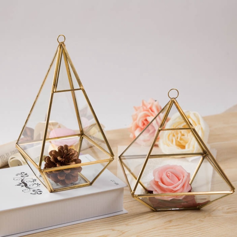 Nordique polyèdre verre géométrique Terrarium bonsaï succulente fougère mousse fleur géométrie diamant verre fleur chambre décoration de la maison