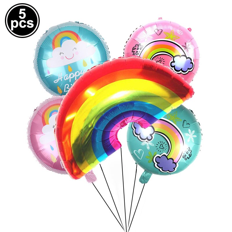 5pcs Rainbow Smile Sun Cloud Foil Balloons Unicorn Party Helium Ballons Baby Shower Decoration Kids Birthday Parti Supplies: 1