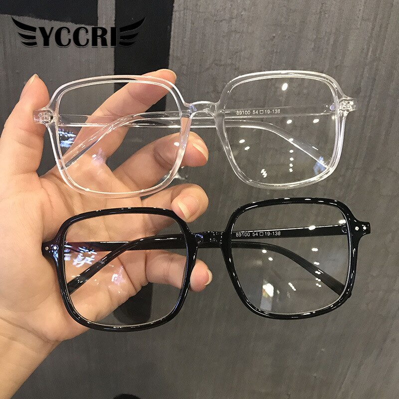Yccri vierkante oversized bril merk anti-blauw licht bijziendheid bril computer dioptrieën bril  -1.0 to -6.0
