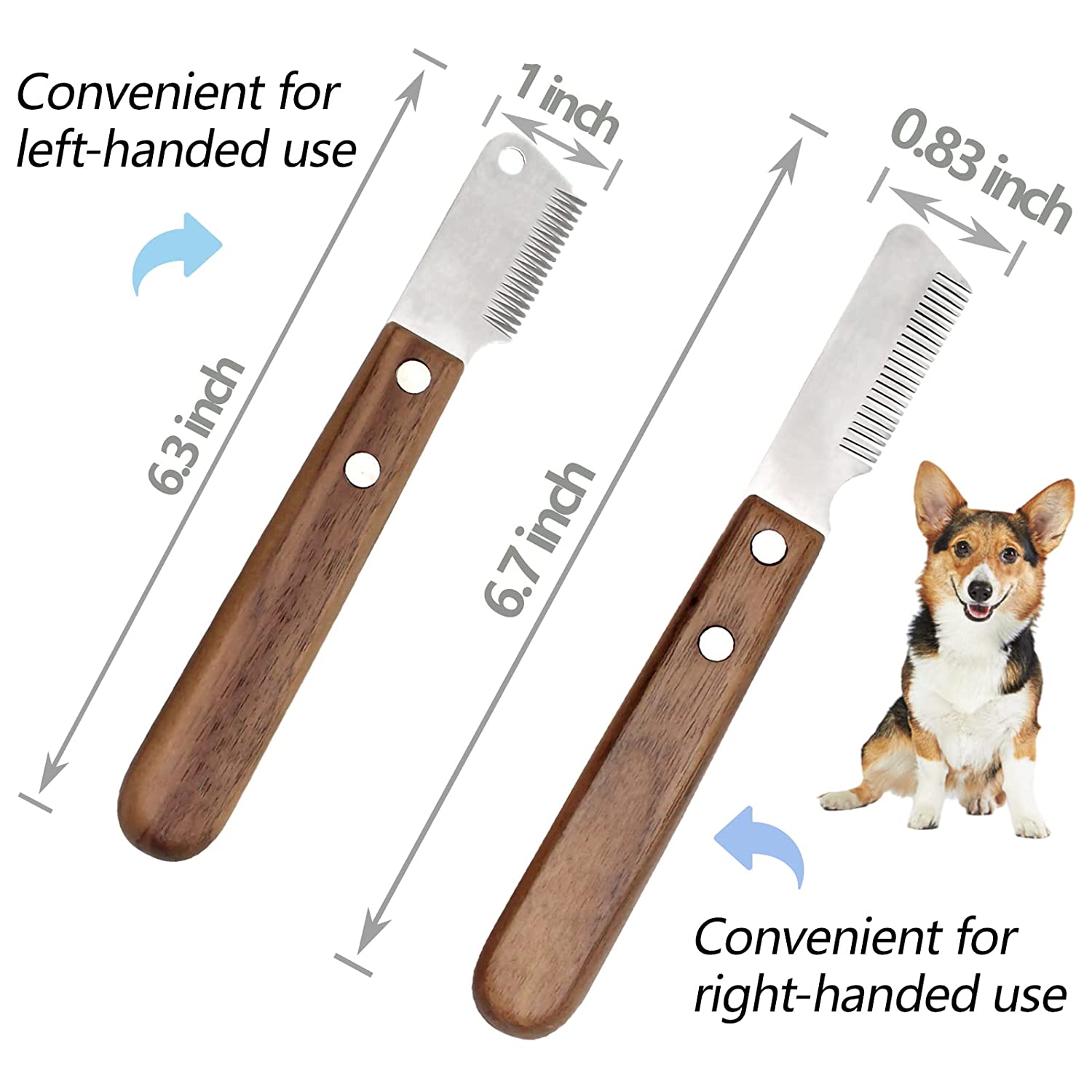 Couteau d&#39;épilation pour animaux de compagnie, peigne en acier inoxydable pour chiens et chats, manche en bois, brosse dépilatoire, perte de poils, outils de toilettage pour chiens et chats